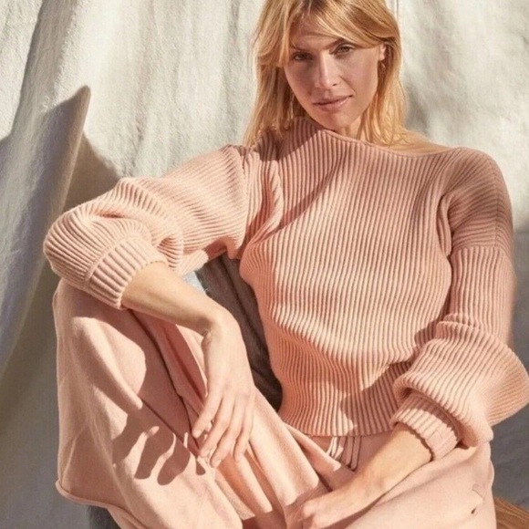 NEW Lunya Cozy Cotton Silk Reversible Pullover Sweater in Tranquil Tan - Picture 5 of 5